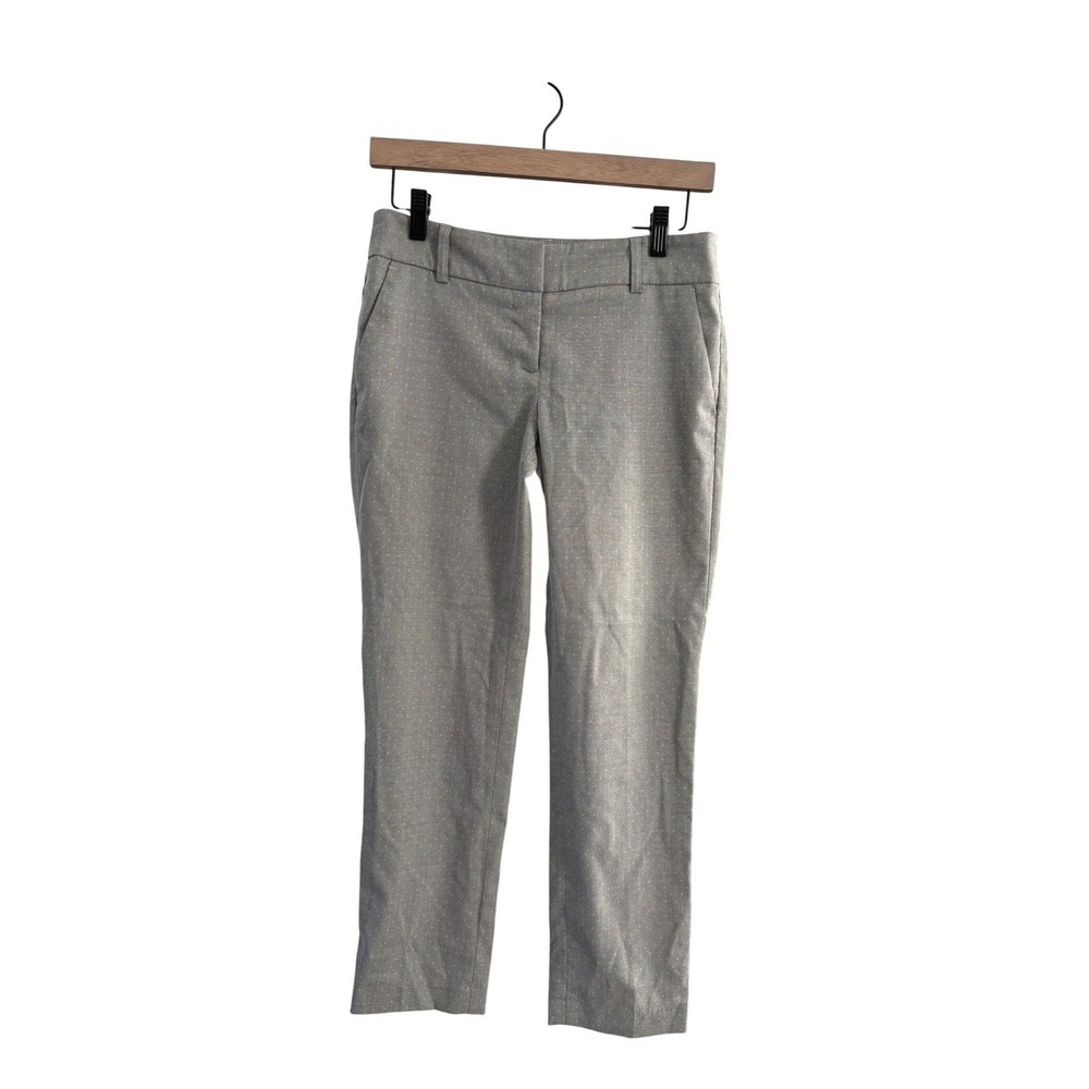 Kenar Gray Dress Pants‎ Micro Dot Print Stretch Straight Leg Trousers Size 2